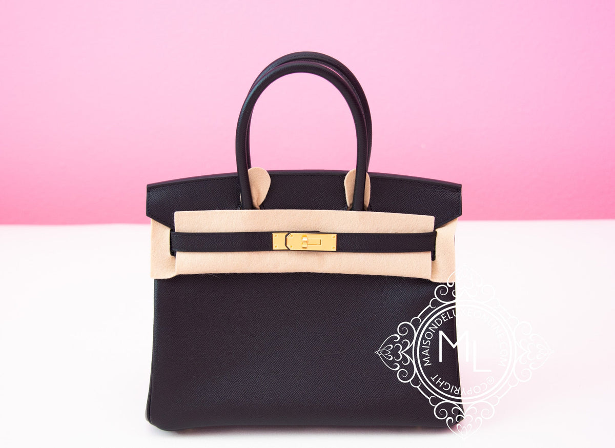 Hermes Hermes Black Noir Epsom GHW Birkin 30 Handbag