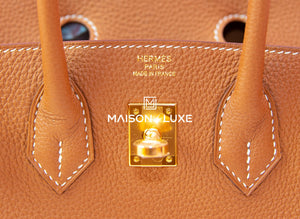Hermes Hermes Gold Brown Togo GHW Birkin 25 Handbag - view 9