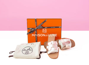 Hermes Hermes Women's Metallic Rose Dore Oran Sandal Slipper 38 Shoes - view 1