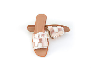 Hermes Hermes Women's Metallic Rose Dore Oran Sandal Slipper 38 Shoes - view 2