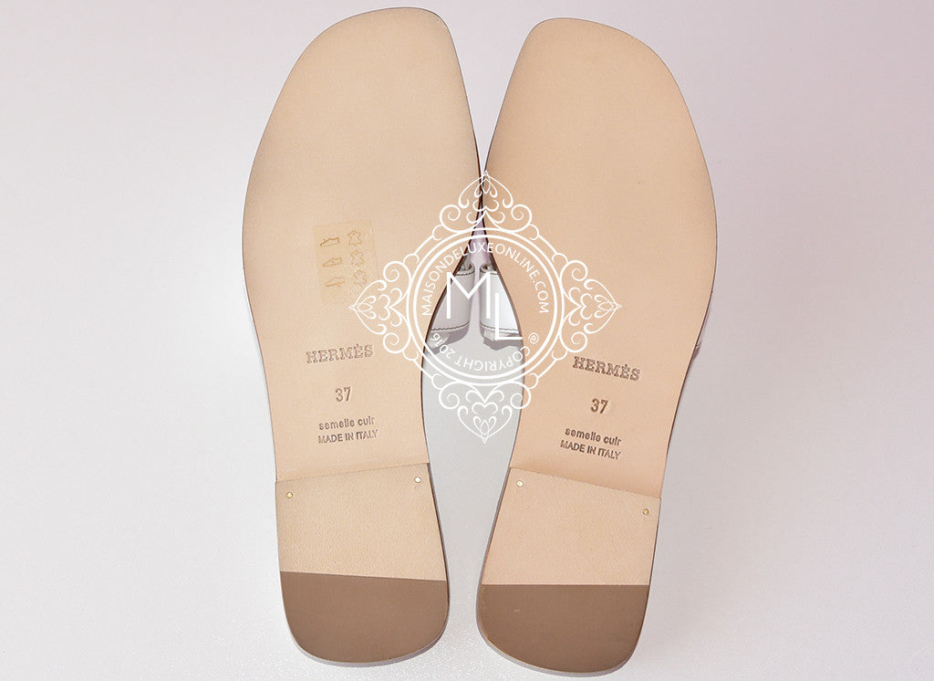 Hermes Womens White Oran Sandal Slipper 37 Shoes