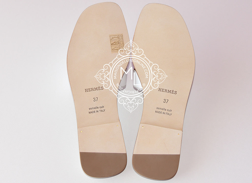 Hermes Womens White Oran Sandal Slipper 37 Shoes