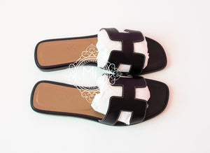 Hermes Hermes Womens Black Oran Sandal Slipper 37 Shoes - view 3