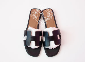 Hermes Hermes Womens Black Oran Sandal Slipper 37 Shoes - view 4