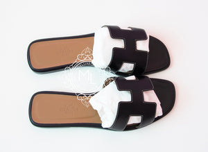 Hermes Hermes Womens Black Oran Sandal Slipper 38 Shoes - view 3