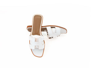 Hermes Hermes Women's White Oran Sandal Slipper 39 Shoes - view 2