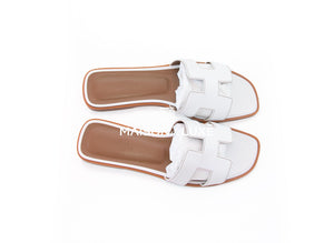 Hermes Hermes Women's White Oran Sandal Slipper 39 Shoes - view 3