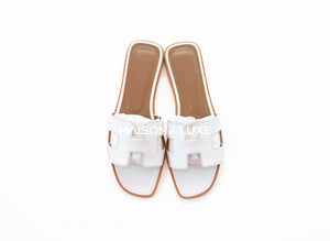Hermes Hermes Women's White Oran Sandal Slipper 39 Shoes - view 4