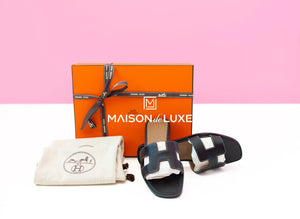 Hermes Hermes Women's Black Oran Sandal Slipper 37 Shoes - view 1