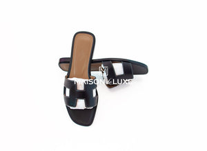 Hermes Hermes Women's Black Oran Sandal Slipper 37 Shoes - view 2
