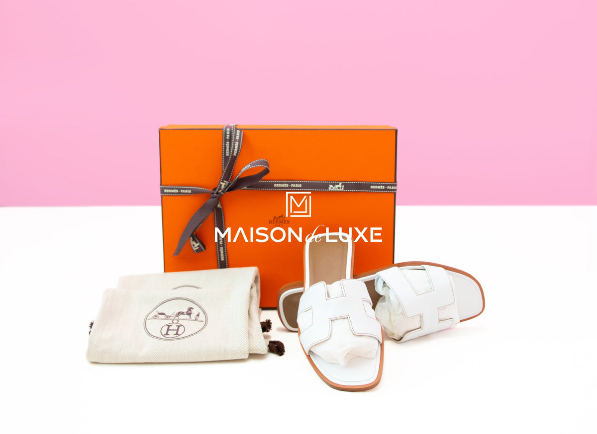 Hermes Hermes Women's White Oran Sandal Slipper 37 Shoes