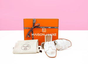 Hermes Hermes Women's White Oran Sandal Slipper 37 Shoes - view 1