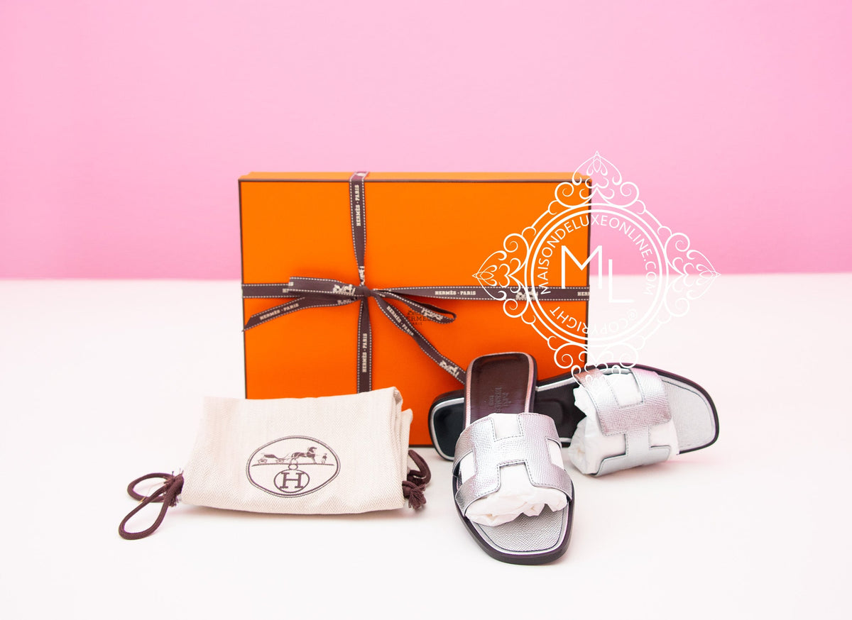 Hermes Hermes Womens Silver Oran Sandal Slipper 36 Shoes