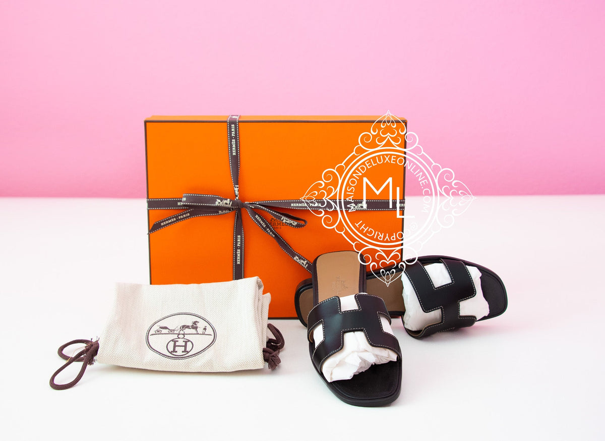 Hermes Hermes Womens Black Oran Sandal Slipper 36 Shoes