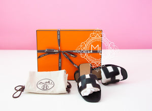 Hermes Hermes Womens Black Oran Sandal Slipper 36 Shoes - view 1