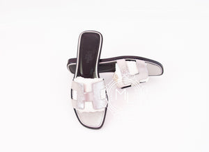 Hermes Hermes Womens Silver Oran Sandal Slipper 36 Shoes - view 2