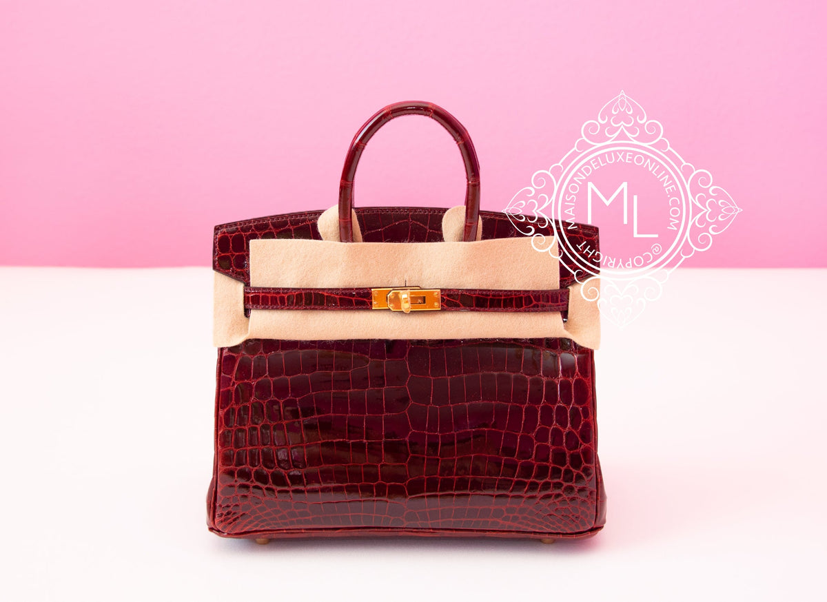 Hermes Hermes Bourgogne Burgundy Crocodile Birkin 25 Handbag