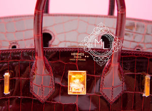Hermes Hermes Bourgogne Burgundy Crocodile Birkin 25 Handbag - view 8