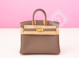 Hermes Hermes Etoupe Togo GHW Birkin 25 Handbag - view 1