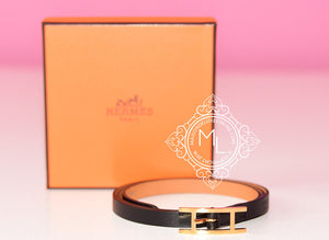 Hermes Hermes Noir Black GHW Hapi Triple Tour Bracelet Cuff S - view 1