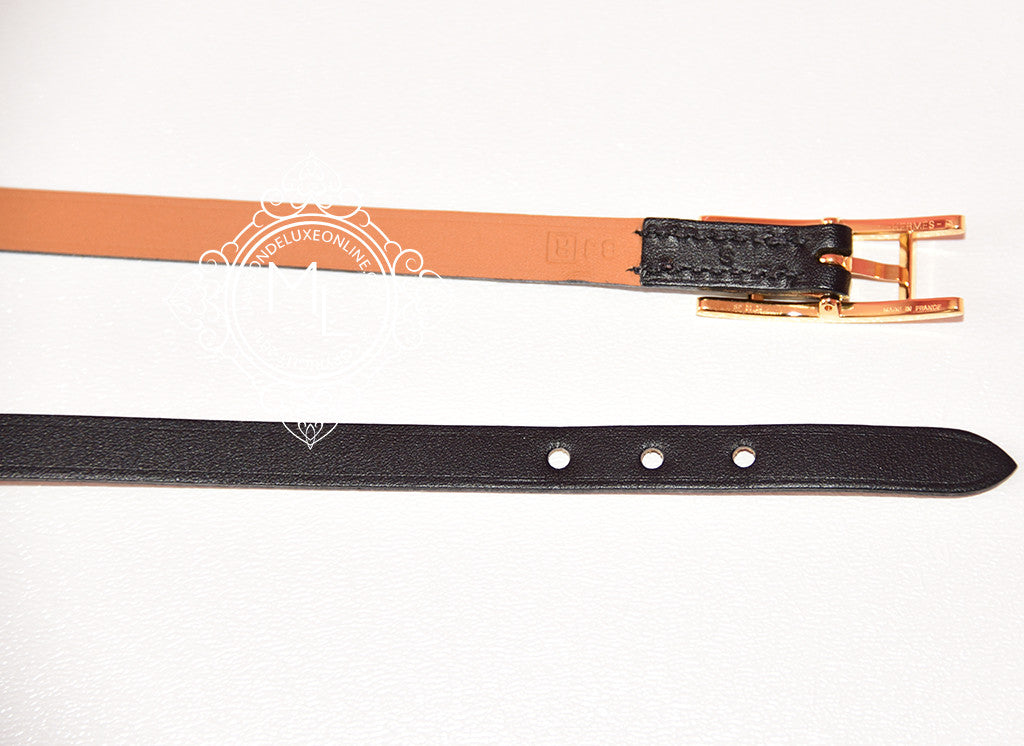 Hermes Noir Black GHW Hapi Triple Tour Bracelet Cuff S