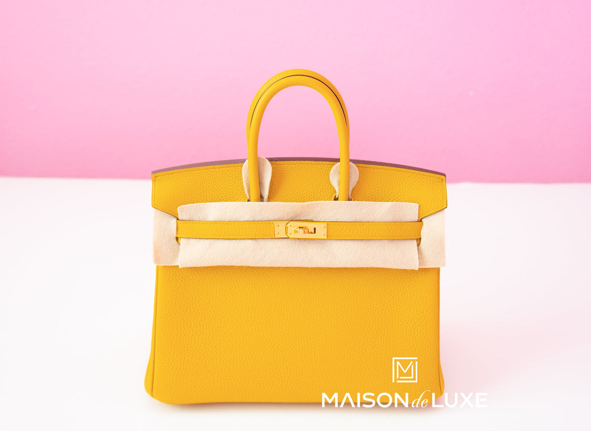 Hermes Jaune Ambre Togo GHW Birkin 25 Handbag