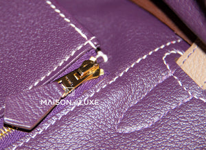 Hermes Hermes HSS Etoupe + Purple Togo GHW Birkin 30 Handbag - view 12