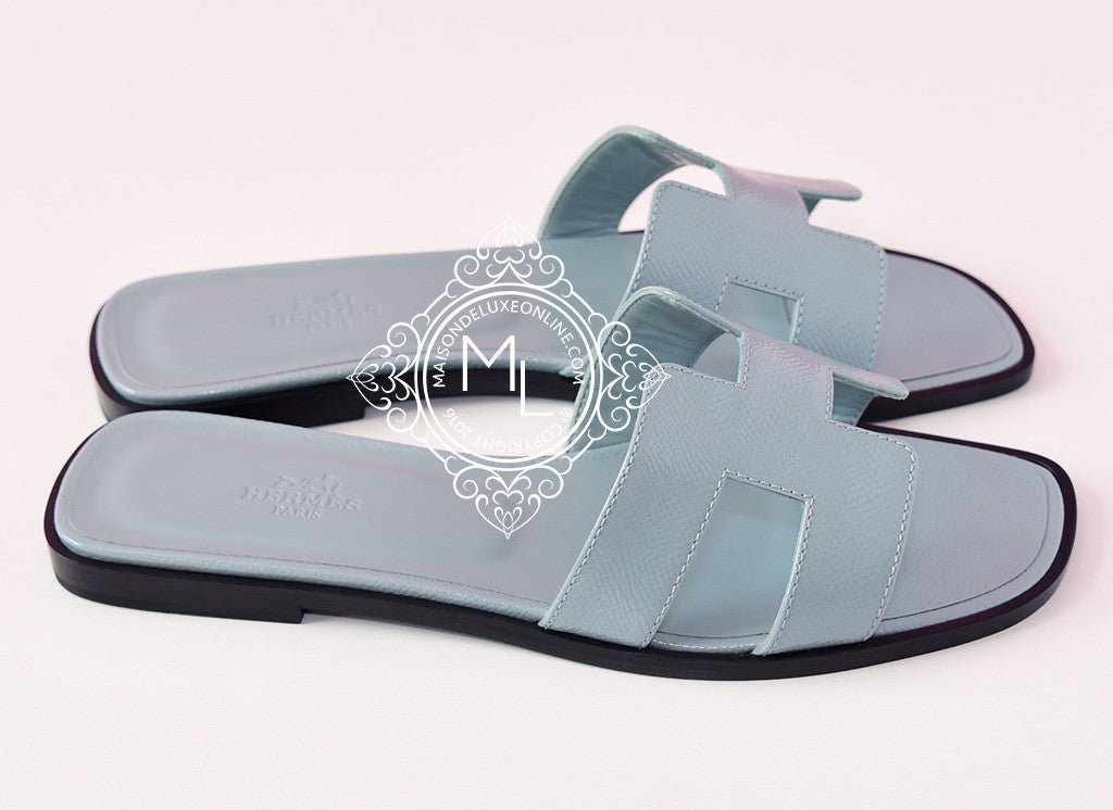 Hermes Womens Sky Blue Oran Sandal Slipper 39 Shoes