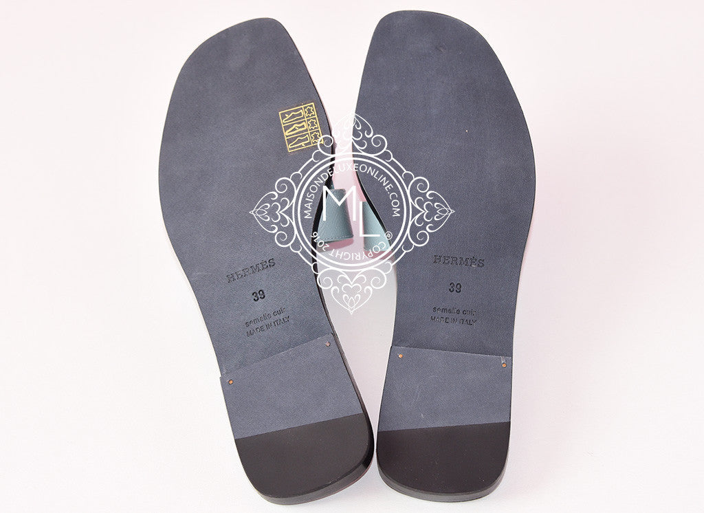 Hermes Womens Sky Blue Oran Sandal Slipper 39 Shoes