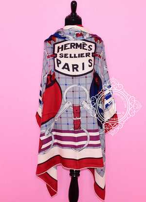 Hermes Hermes "Tatersale" Rouge H Cashmere 140 GM Shawl Scarf - view 9