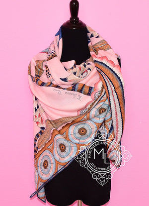 Hermes Hermes "The Savana Dance" Pink Cashmere 140 GM Shawl Scarf - view 8