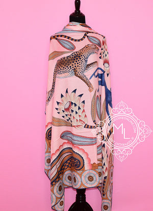 Hermes Hermes "The Savana Dance" Pink Cashmere 140 GM Shawl Scarf - view 9