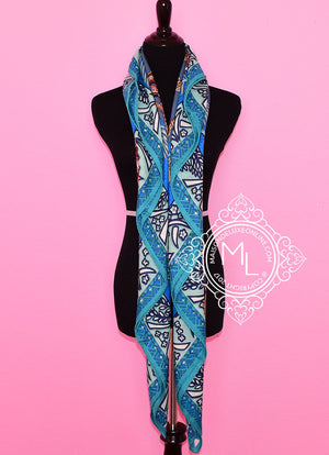 Hermes Hermes "Zenobie, Reine de Palmyre" Blue Cashmere 140 GM Shawl Scarf - view 4