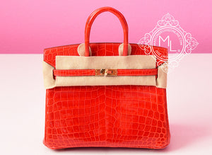 Hermes Hermes Geranium Red Crocodile Gold Birkin 25 Handbag - view 1