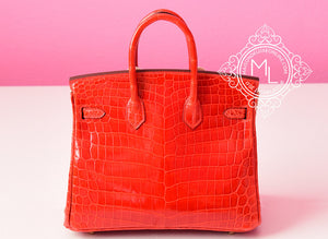 Hermes Hermes Geranium Red Crocodile Gold Birkin 25 Handbag - view 3