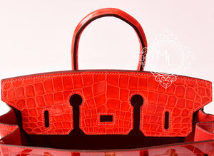 Hermes Hermes Geranium Red Crocodile Gold Birkin 25 Handbag - view 7