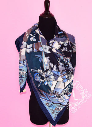 Hermes Hermes "Kachinas" Ciel Marine Cashmere 140 GM Shawl Scarf - view 7