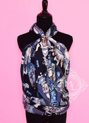 Hermes Hermes "Kachinas" Ciel Marine Cashmere 140 GM Shawl Scarf - view 6