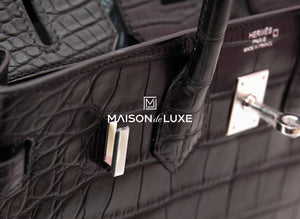 Hermes Hermes Noir Black Matte Crocodile Palladium Birkin 25 Handbag - view 9