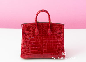 Hermes Hermes Braise Red POROSUS Crocodile Birkin 25 Handbag - view 3