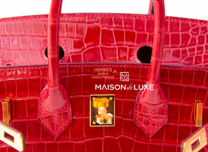 Hermes Hermes Braise Red POROSUS Crocodile Birkin 25 Handbag - view 9