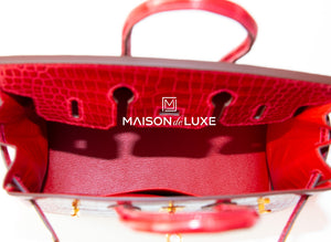 Hermes Hermes Braise Red POROSUS Crocodile Birkin 25 Handbag - view 10