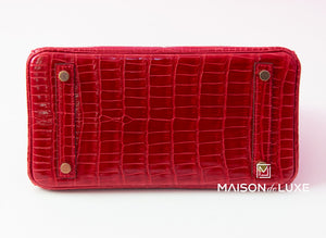 Hermes Hermes Braise Red POROSUS Crocodile Birkin 25 Handbag - view 6