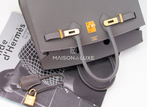 Hermes Hermes Gris Meyer Epsom GHW Sellier Birkin 25 Handbag - view 3