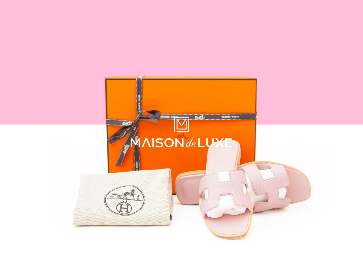 Hermes Hermes Women's Rose Porcelaine Oran Sandal 38