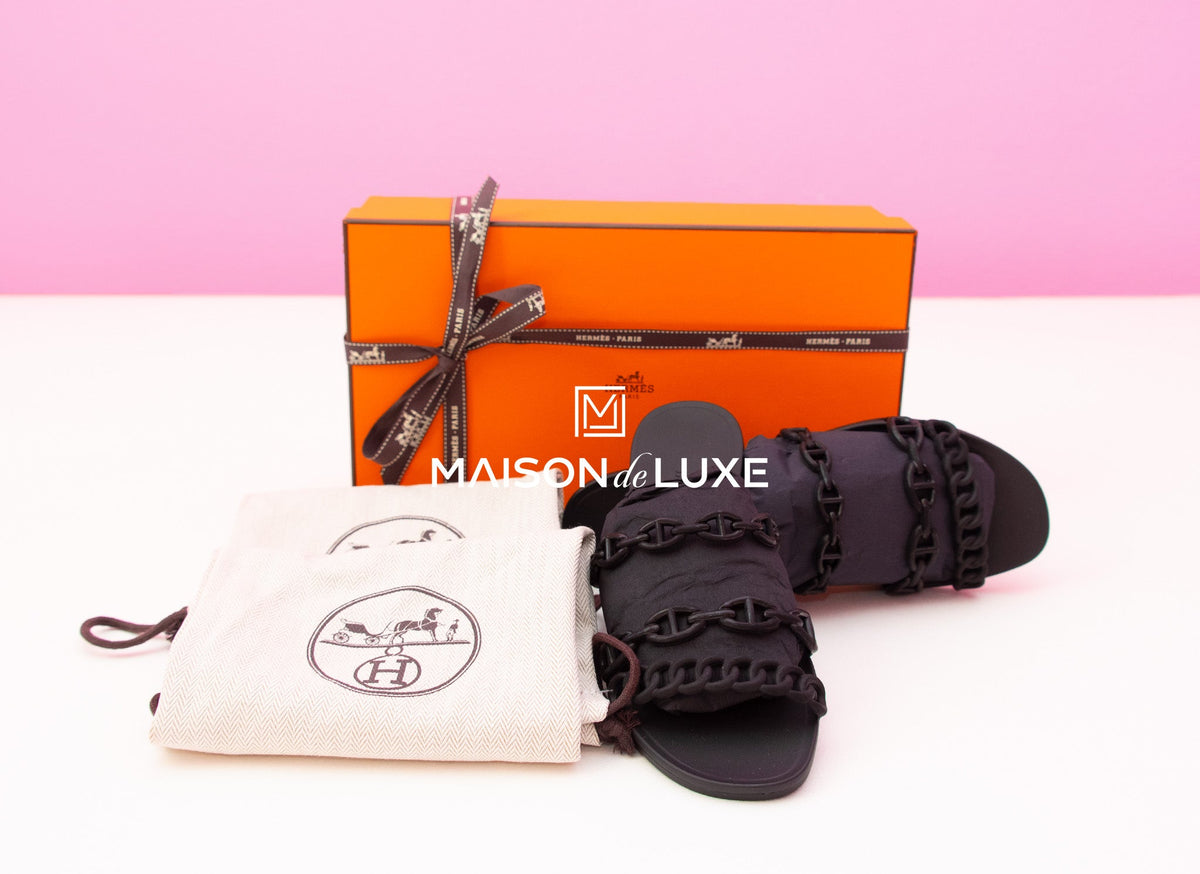 Hermes Hermes Womens Rivage Jelly Black Sandal Slipper 36 Shoes