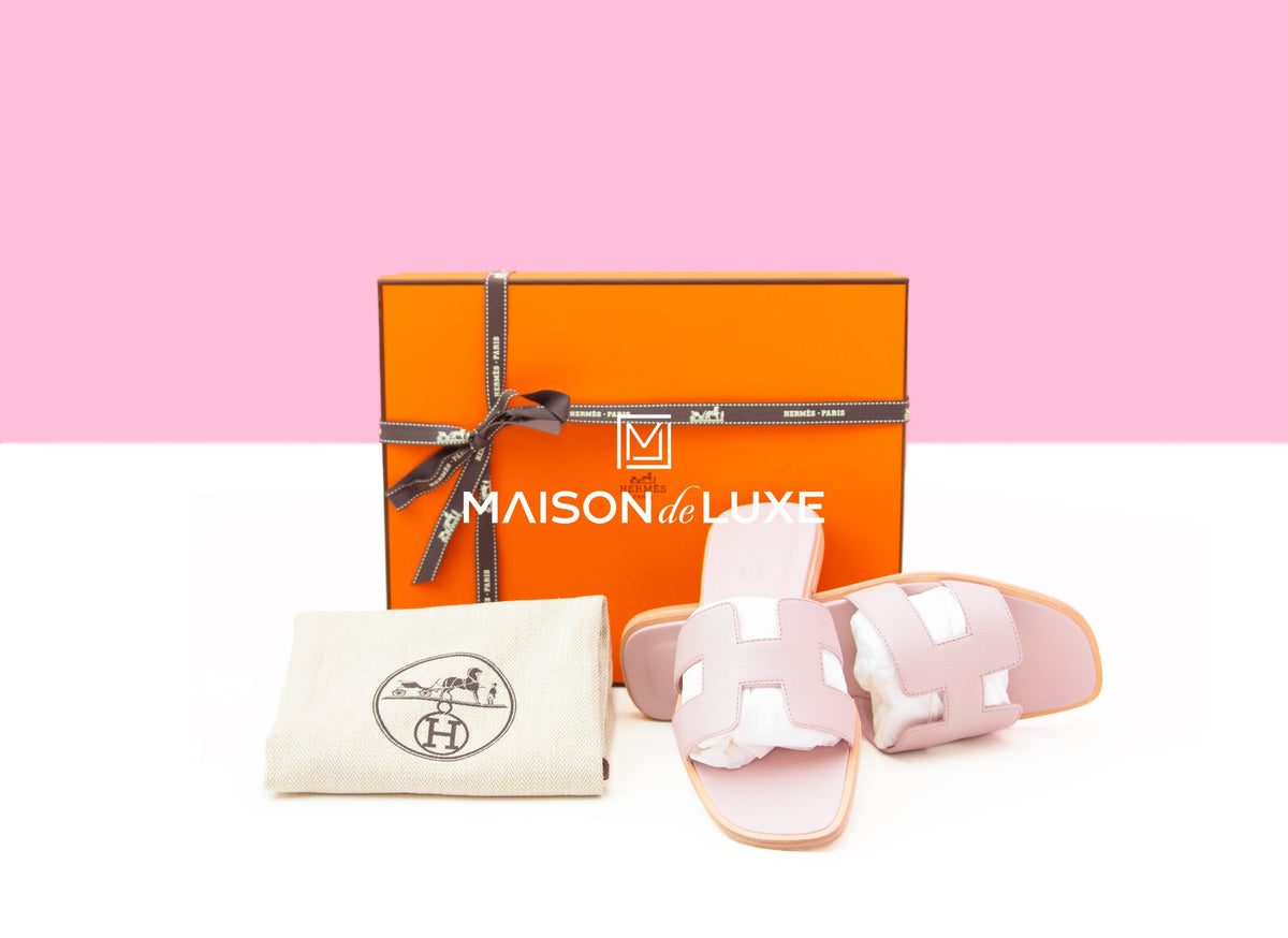 Hermes Hermes Women's Rose Porcelaine Oran Sandal 38