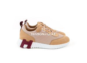 Hermes Hermes Women's Beige Argile / Burgundy Bouncing 38 Sneaker - view 2