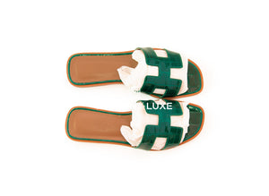 Hermes Hermes Women's Vert Emeraude Oran Sandal 36 Alligator - view 3