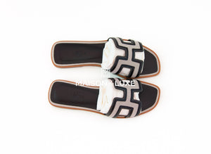 Hermes Hermes Women's Canvas Prunoir / Noir Oran Sandal 38 - view 3